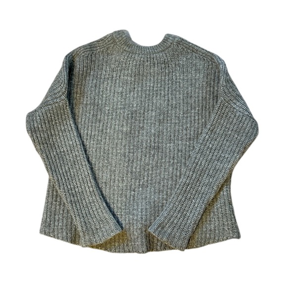 ZARA Gray Wool Cable Knit Sweater Oversized Sz‎ M Cabincore Cozy Minimalist - Picture 4 of 5